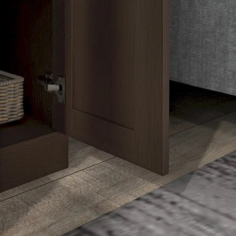 69 hoher Aufbewahrungsschrank mit beweglichen Einlegeböden, Vorratsschrank im modernen Stil mit Türen und Soft-Close-Funktion, Kaffee