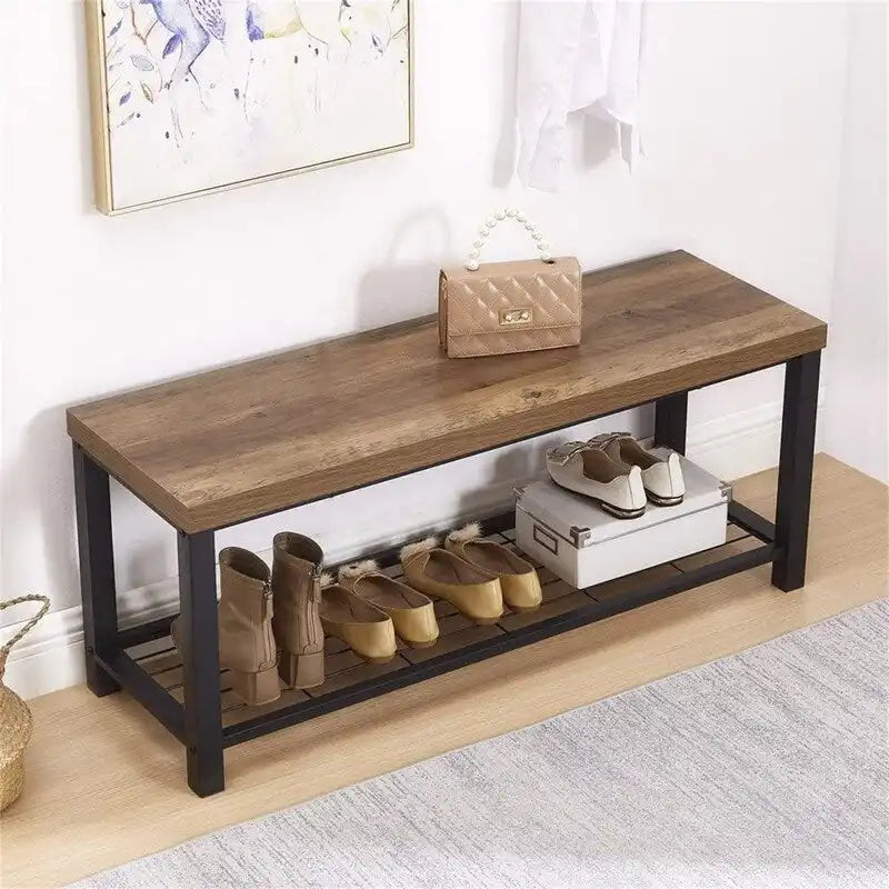 Industrial Entryway Bench - 14D x 43.3W x 18H
