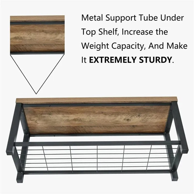Industrial Entryway Bench - 14D x 43.3W x 18H