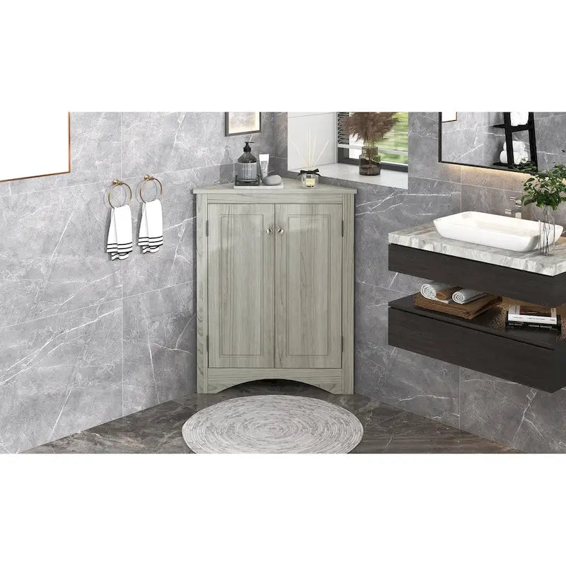 Triangle Bathroom Storage Cabinet with Adjustable Shelves