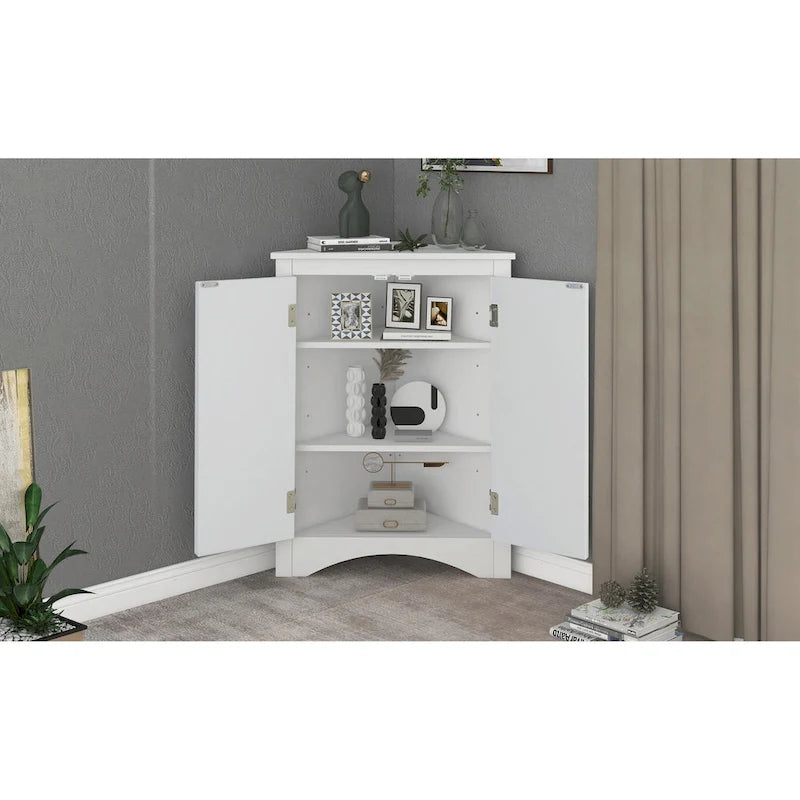 Triangle Bathroom Storage Cabinet with Adjustable Shelves